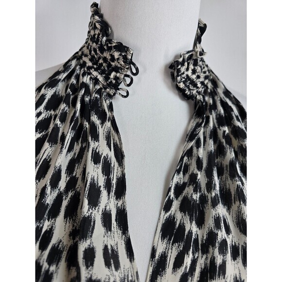 NEW! $595 A.L.C. Womens Silk Halter Leopard-Print Dress Black & Cream alc - Picture 5 of 11